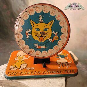 The Ranger Animal Fair Vintage TinToy Bingo Pinwheel Game Cat Lover Display